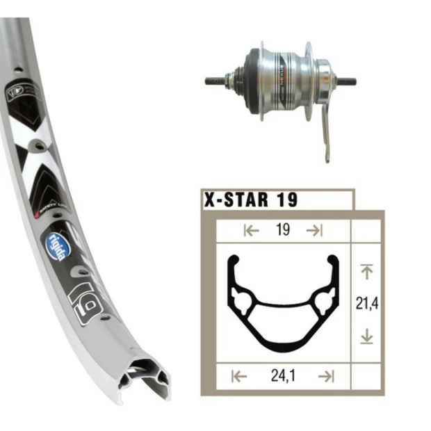 Shimano / Ryde Roue Arrière Shimano/Rigida Nexus 7 V 24' - Rétropédalage 3 Shimano / Ryde Roue Arrière Shimano/Rigida Nexus 7 V 24' - Rétropédalage