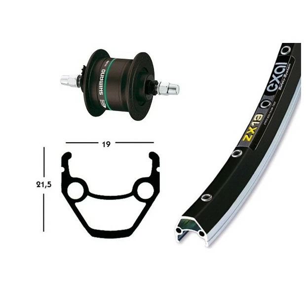 Xxcycle Roue Dynamo 26' Shimano DH3N20 Exal ZX 19 Noir (559-19) 3 Xxcycle Roue Dynamo 26' Shimano DH3N20 Exal ZX 19 Noir (559-19)