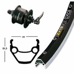 Shimano/Exal Roue Dynamo 28' Shimano DH3N72 / Exal ZX 19 Noir - 622/19